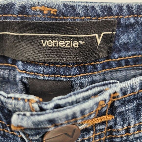 Vintage 80's Venezia High-rise Flare Jeans 16 Dark Wash Button Fly Smooth Bootie - Picture 4 of 16